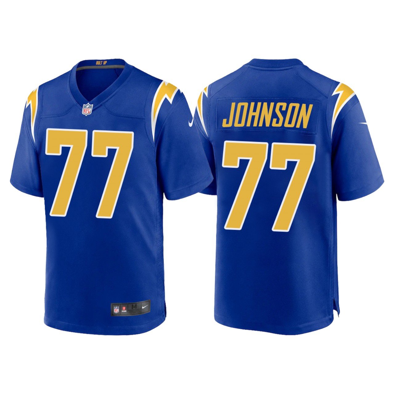 Men & Youth #77 Zion Johnson Los Angeles Chargers 2022 NFL Draft Game Royal Blue Jersey