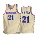 Men & Youth #21 Joel Embiid Philadelphia 76ers 2022-23 Earned Edition Cream Jersey