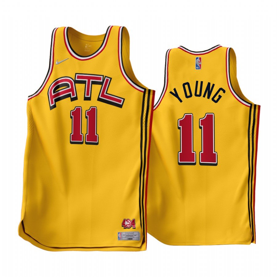 Men & Youth #11 Trae Young Atlanta Hawks 2022-23 Earned Edition Yellow Jersey