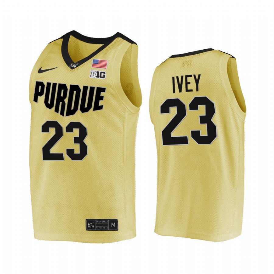 Men's #23 Jaden Ivey Purdue Boilermakers College Basketball Yellow Jersey