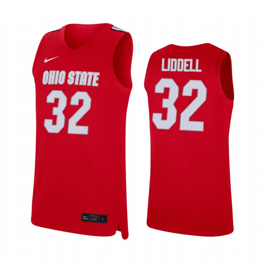 Men's #32 E.J. Liddell Ohio State Buckeyes College Basketball Red Jersey