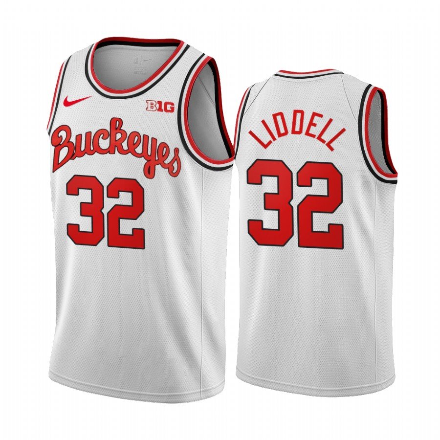 Men's #32 E.J. Liddell Ohio State Buckeyes College Basketball White Jersey