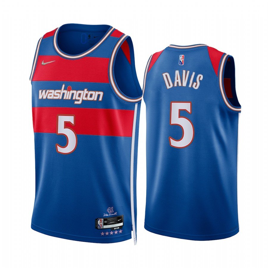 Men & Youth #5 Johnny Davis Washington Wizards City Edition Blue Jersey
