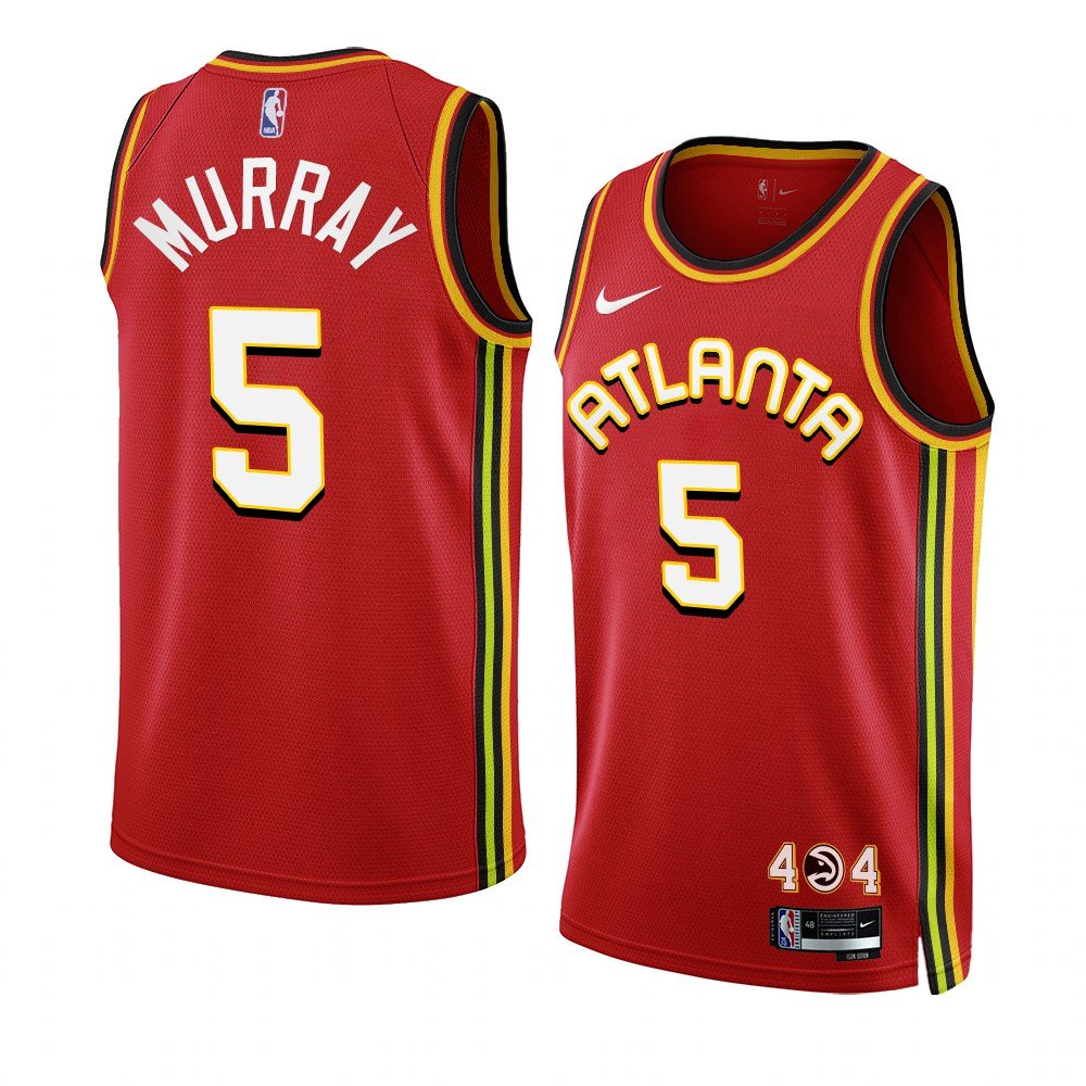 Men & Youth #5 Dejounte Murray Atlanta Hawks 2022-23 Icon Edition Red Jersey