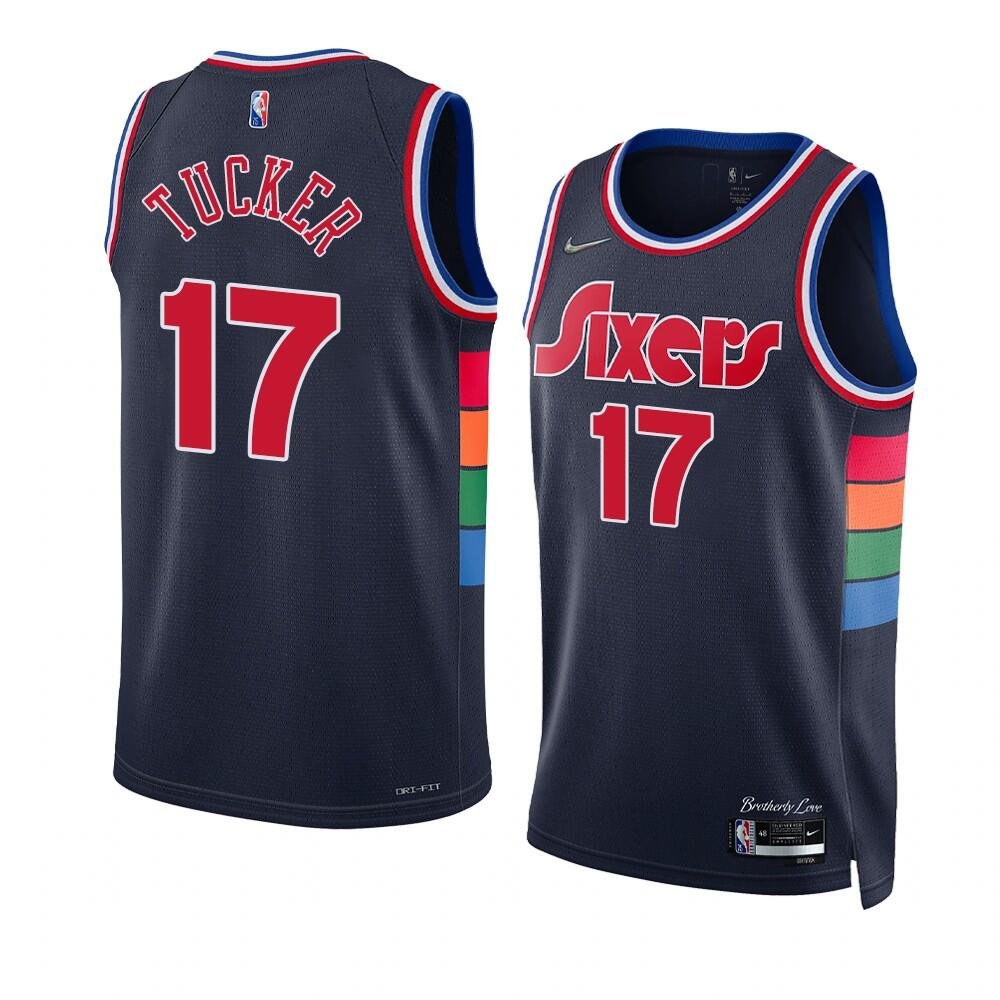 Men & Youth #17 P.J. Tucker Philadelphia 76ers City Edition Navy Blue Jersey
