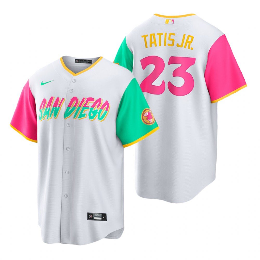 Men & Youth #23 Fernando Tatis Jr. San Diego Padres 2022 City Connect Cool Base White Jersey