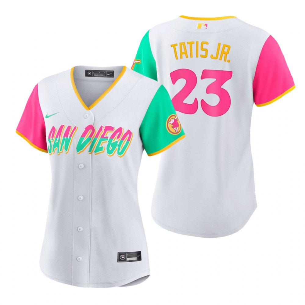 Women's #23 Fernando Tatis Jr. San Diego Padres 2022 City Connect White Jersey