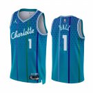 Men & Youth #1 LaMelo Ball Charlotte Hornets 75th Anniversary Edition Blue Jersey
