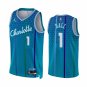 Men & Youth #1 LaMelo Ball Charlotte Hornets 75th Anniversary Edition Blue Jersey