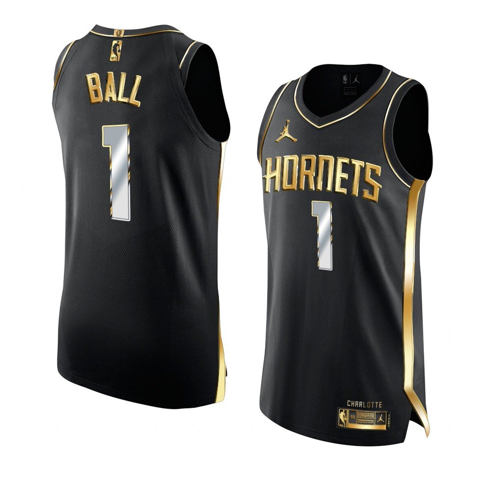 Men & Youth #1 LaMelo Ball Charlotte Hornets 2021 Black Golden Edition Jersey