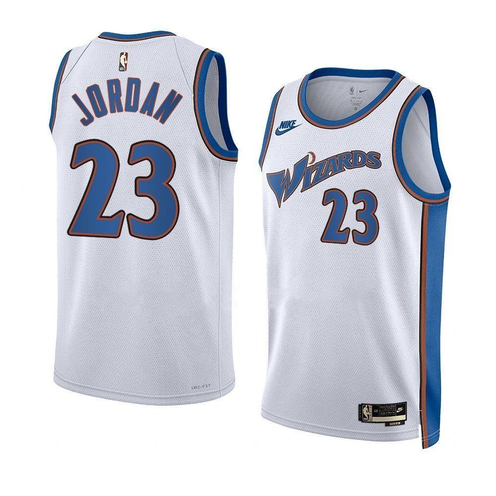 Men's #23 Michael Jordan Washington Wizards Classic Edition White Jersey