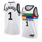 Men & Youth #1 Anthony Edwards Minnesota Timberwolves 2022-23 City Edition White Jersey