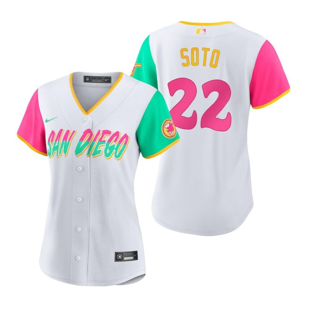 Women's #22 Juan Soto San Diego Padres Cool Base 2022 City Connect White Jersey