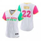 Women's #22 Juan Soto San Diego Padres Cool Base 2022 City Connect White Jersey