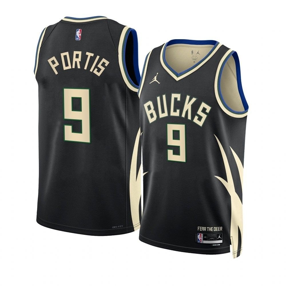 Men & Youth #9 Bobby Portis Milwaukee Bucks 2022-23 Statement Edition Black Jersey