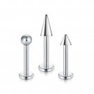 3pcs Labret - Spike/Ball/Cone - 16G - Piercing Jewelry for Lip, Helix, Tragus, Lobe, Cartilage.