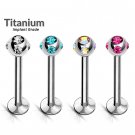 Titanium Multi Stone Labret 16G - Piercing Jewelry for Lip, Helix, Tragus, Lobe, Cartilage and More