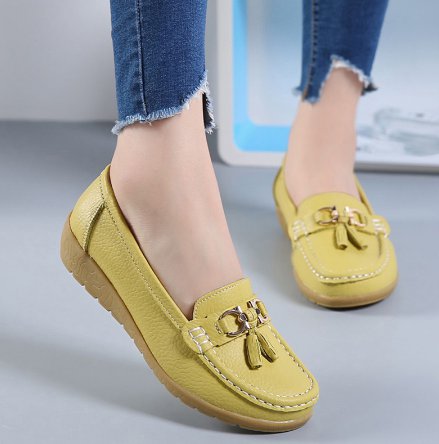 Woman Shoes Cow Leather Flats Women Slip On Loafers Momen Moccasins Shoes Female