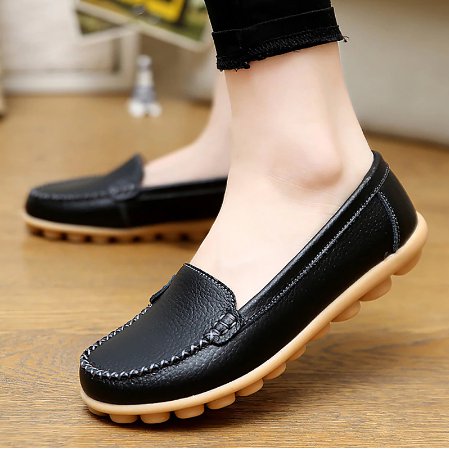 Genuine Leather Shoes Woman Soft Boat shoes for Women Flats shoes