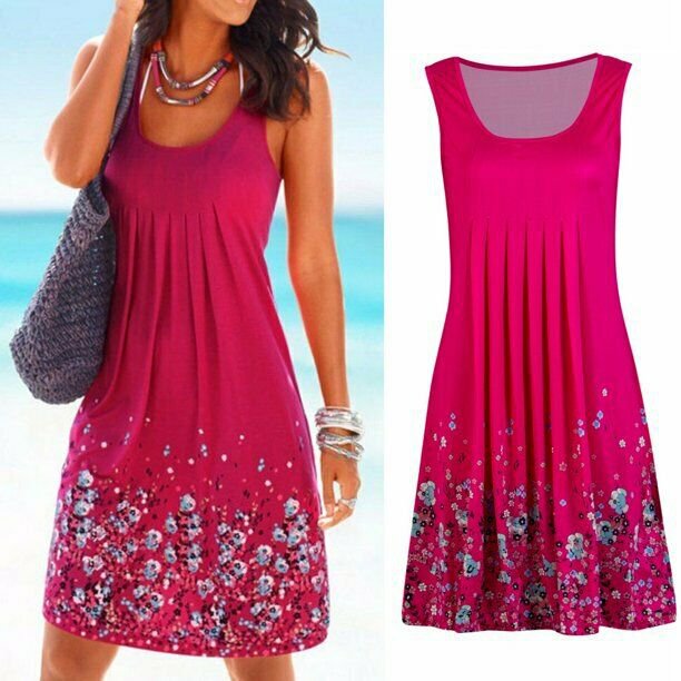 Women Summer Boho Short Midi Dress
