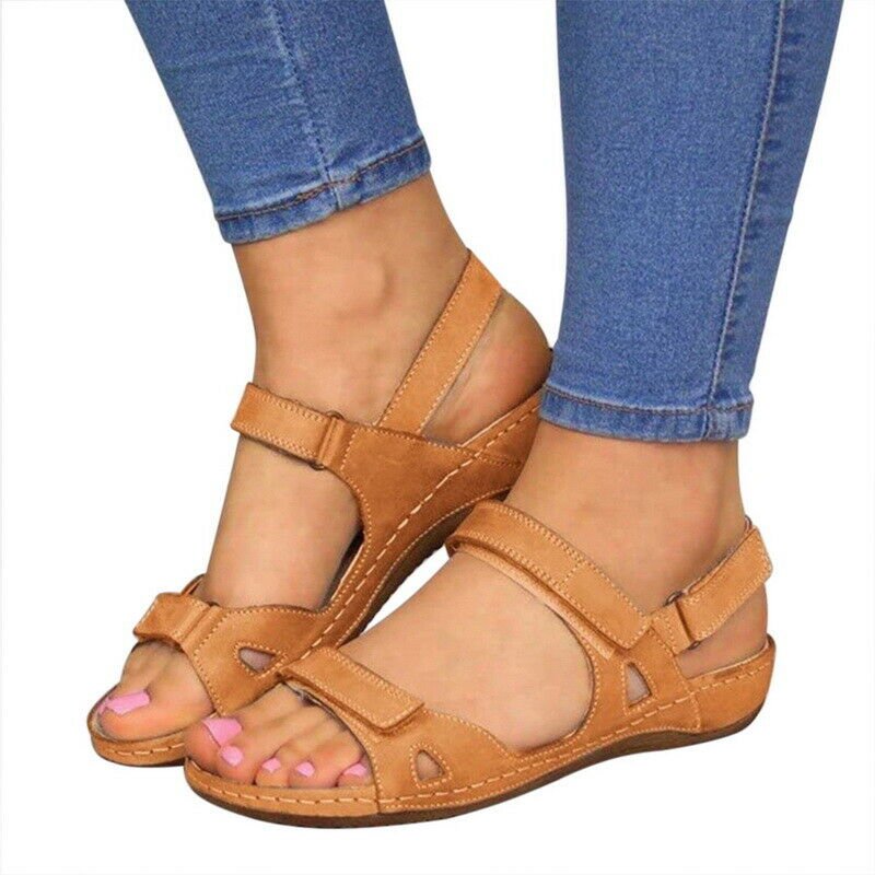 PUIMENTIUA Women Summer Open Toe Comfy Sandals Super Soft Premium Low Heels Wal
