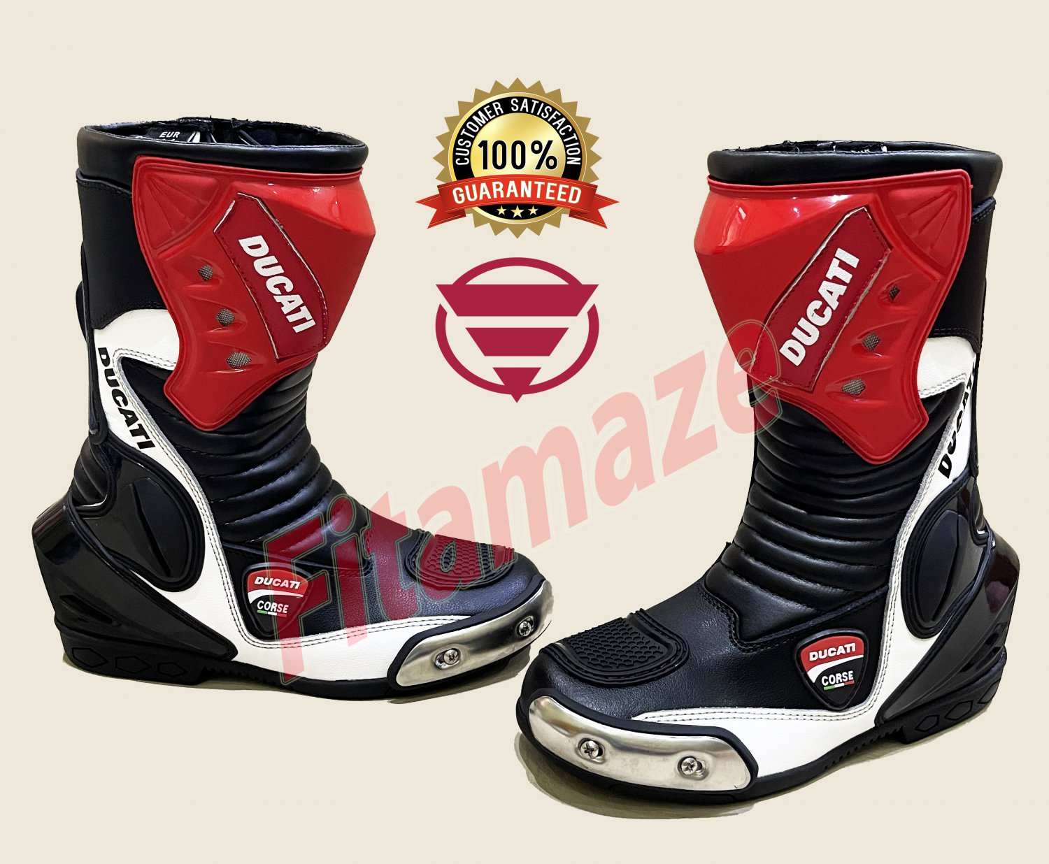 Ducati Motorcycle Boots Genuine Leather Motorbike Racing Shoes