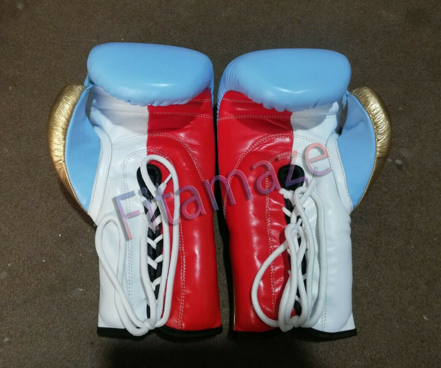 New Custom Boxing Gloves Lace Up Pro Training 16 oz