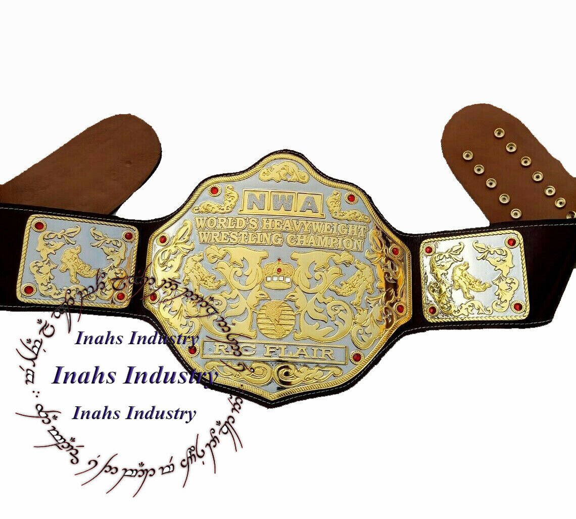 NWA Word Heavyweight DUAL PLATED Big Gold Wrestling Belt Championship