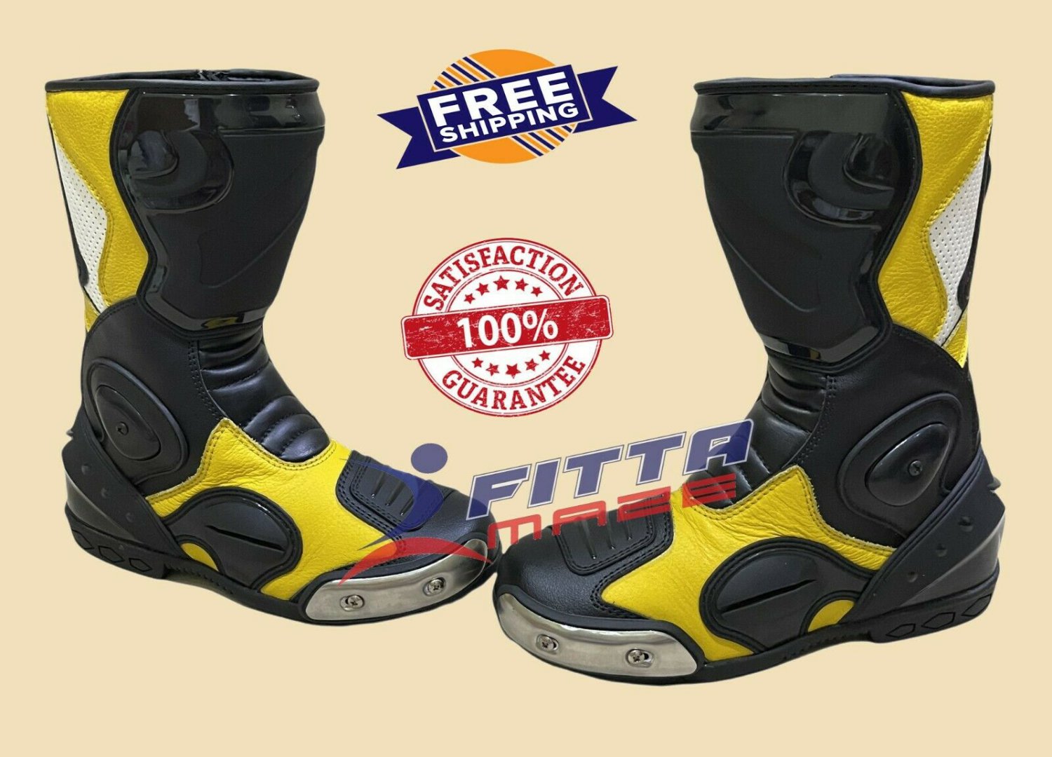 Top Quality LEATHER RACING Motorbike Shoes & Motorcycle Racing Boots Rubber Sole