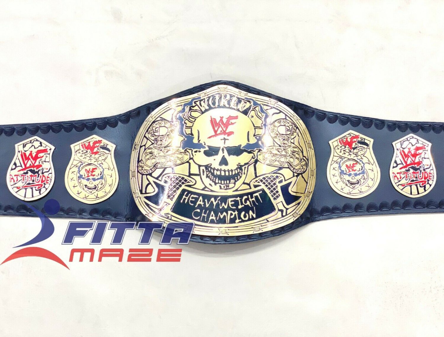 WWF Smoking Skull World Heavyweight Wrestling Championship Belt Leather Strap