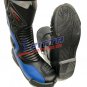 NEW BLUE & BLACK LEATHER RACING Motorbike Shoes Motorcycle Boots Rubber Sole