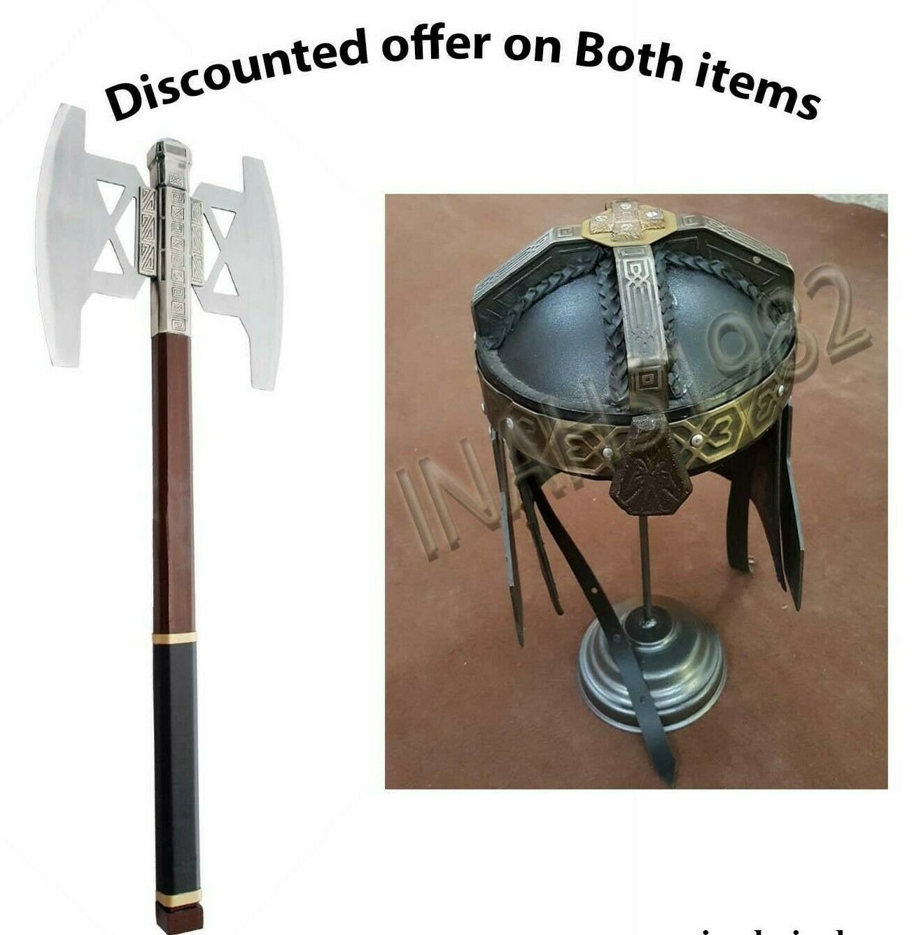 LOTR Gimli's Battle Ready Gimli Axe + Gimli Helmet FROM LOTR