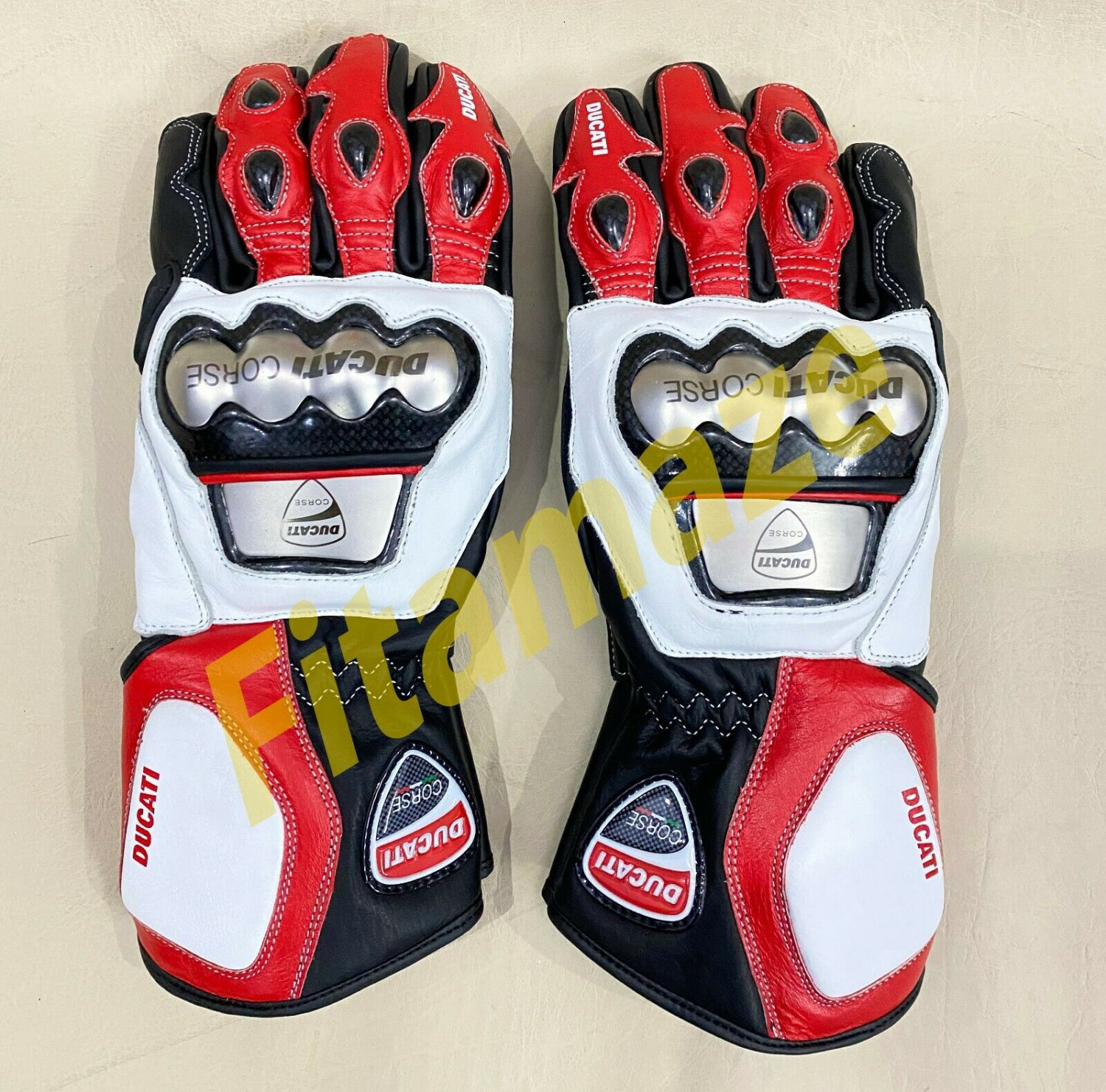 Ducati Motorbike Original Leather Motorcycle Gloves full Protected Top Quality