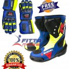 Pack Of SUZUKI GSXR Motorbike shoes And Gloves Made of Leathers Racing Boots