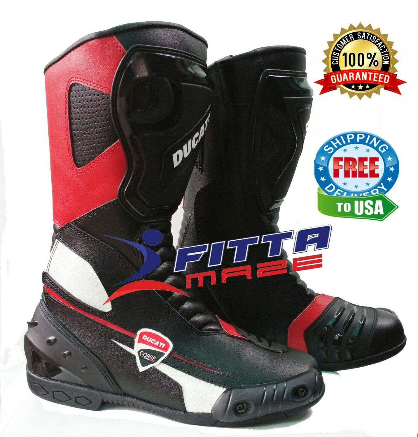 New Ducati Men's Motorbike Racing Shoes Riding Motorcycle Boots Original Leather