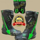 Pack of Monster Kawasaki Boots Motorbike Shoes + Motorcycle Leather Gloves