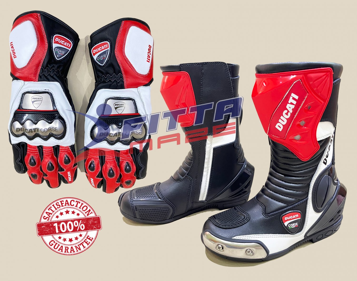 Ducati Motorcycle Leather Shoes/Boots & Motorbike Racing Gloves Combine Shipping