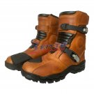 Adventure Motorbike Rider Motorcycle Boots Genuine Brown Leather Shoes