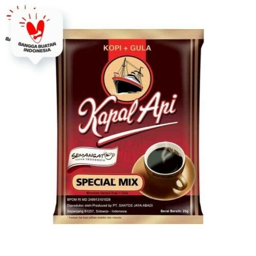 Kapal Api Coffee Special Mix 25Gr x 15 Sachets , Instant Coffee With Sugar