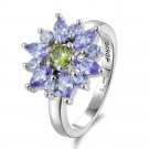 Fashion Jewelry Amethyst Flower Shape 925 Sterling Silver Ring With CZ Stones