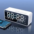 Wireless Bluetooth Speaker Small Alarm Clock Portable Music Fm Watch LED Electronic Clock White