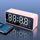 Wireless Bluetooth Speaker Small Alarm Clock Portable Music Fm Watch LED Electronic Clock Pink