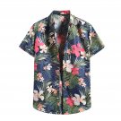 Men Shirts, Short Sleeve Flower Leaf Hawaiian Beach Turtleneck Clothing Casual Comfortable Size S