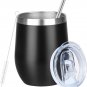 6pack 360ml Insulated Tumbler Powder Coated Wine Mug Stainless Steel With Silding Lid Metal Straw