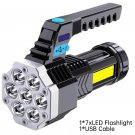 Flashlight, Handheld USB Rechargeable, 7-core Portable Outdoor Light, Built-in Battery COB