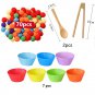 Set 79 PCS Rainbow Counting Pompoms Children Toy Sorting Cup Learning Activities Math Toys