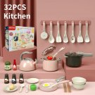 32PCS Kitchen Pretend Play Simulation Pretend Cooking Toy Children Gifts, Pink
