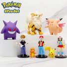 8PCS Set Pokemon Anime Figures Scale World Trainer Red Pikachu 4-9cm Toys