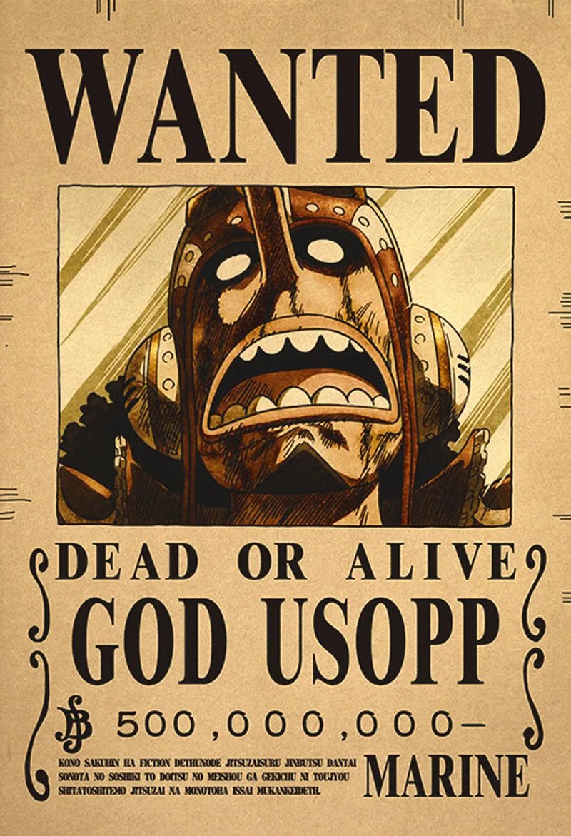 Anime One Piece Wanted Posters Dead Or Alive God Usopp Figures Wall Decor Sticker Toys