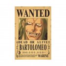 Anime One Piece Wanted Posters Dead Or Alive Bartolomeo Figures Wall Decor Toy